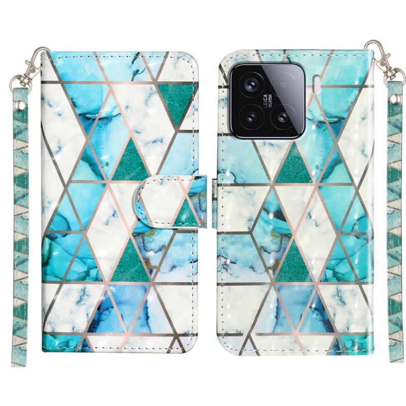 Fodral För Xiaomi 15t Pro Grön Marmor Med Rem