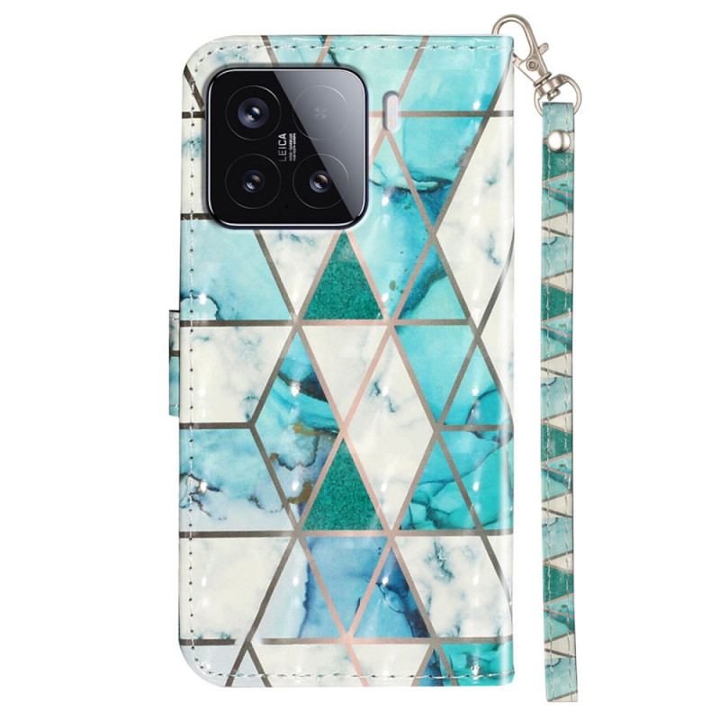 Fodral För Xiaomi 15t Pro Grön Marmor Med Rem