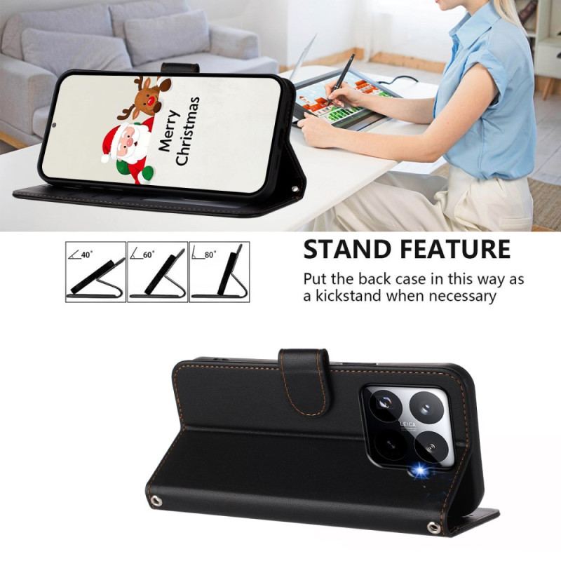 Fodral För Xiaomi 15t Pro Magsafe Lädereffekt Med Rem