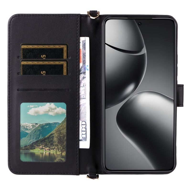 Fodral För Xiaomi 15t Pro Quiltad Med Rem Och Handledsrem