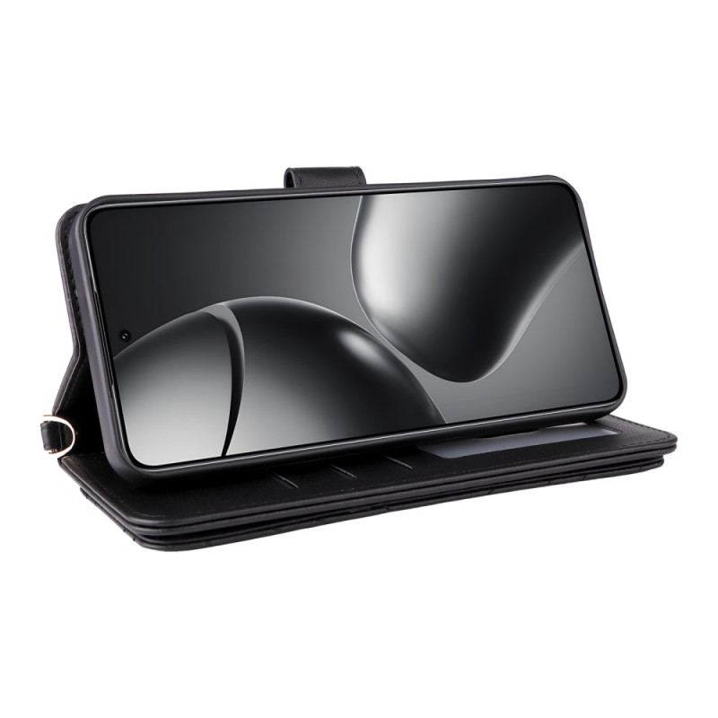 Fodral För Xiaomi 15t Pro Quiltad Med Rem Och Handledsrem