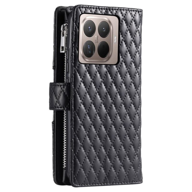 Läderfodral Xiaomi 15t Pro Telefonfodral Quiltad Med Blixtlåsficka