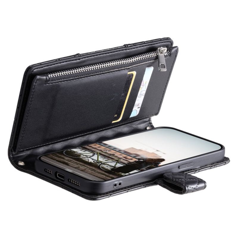 Läderfodral Xiaomi 15t Pro Telefonfodral Quiltad Med Blixtlåsficka