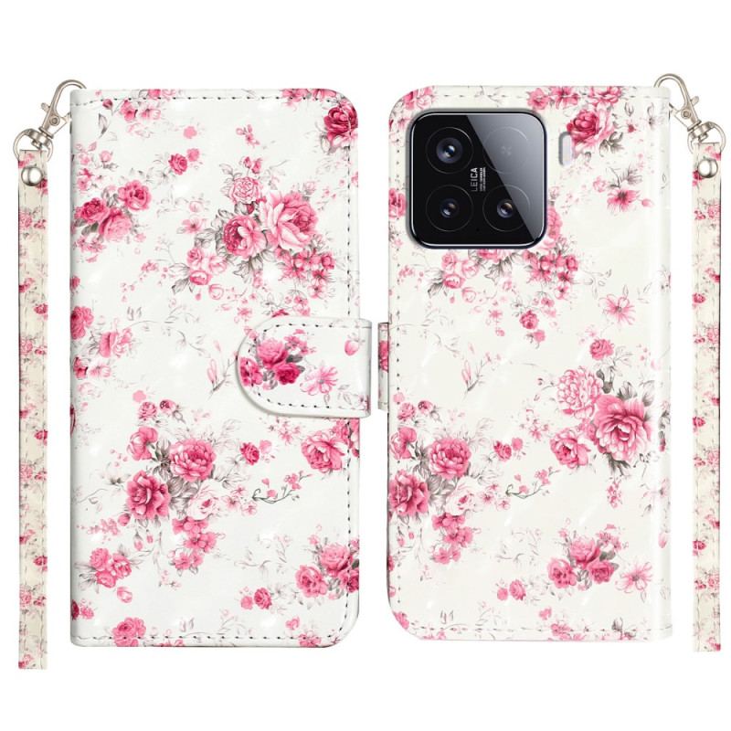 Läderfodral Xiaomi 15t Pro Telefonfodral Rosor Med Nyckelband