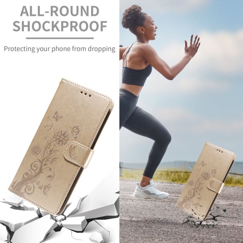 Fodral För Vivo X300 Pro Blommigt Fjärilsmönster