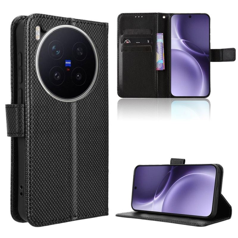 Läderfodral Vivo X300 Pro Telefonfodral Diamantstruktur