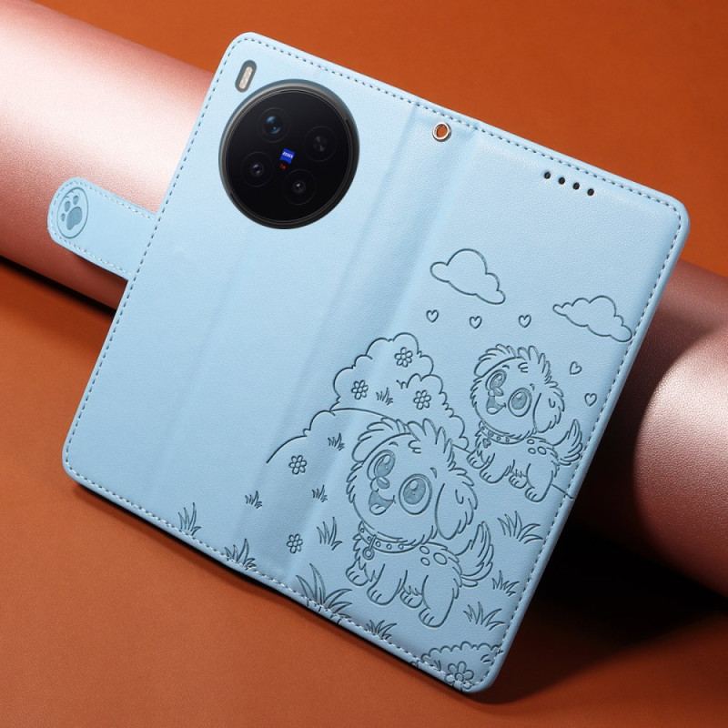 Läderfodral Vivo X300 Pro Telefonfodral Hundmönster Med Rem