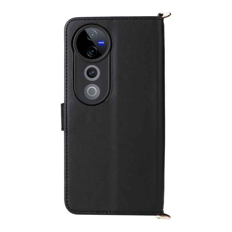 Läderfodral Vivo V40 5g Telefonfodral Quiltad Med Rem Och Axelrem