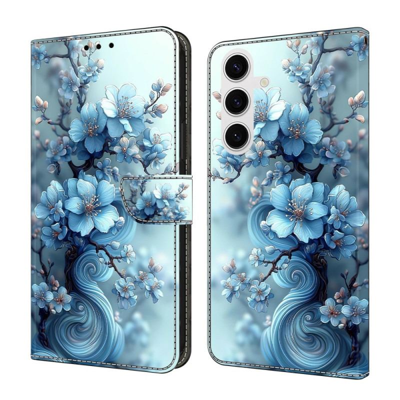 Fodral För Samsung Galaxy S26 Plus Isblå Blommor