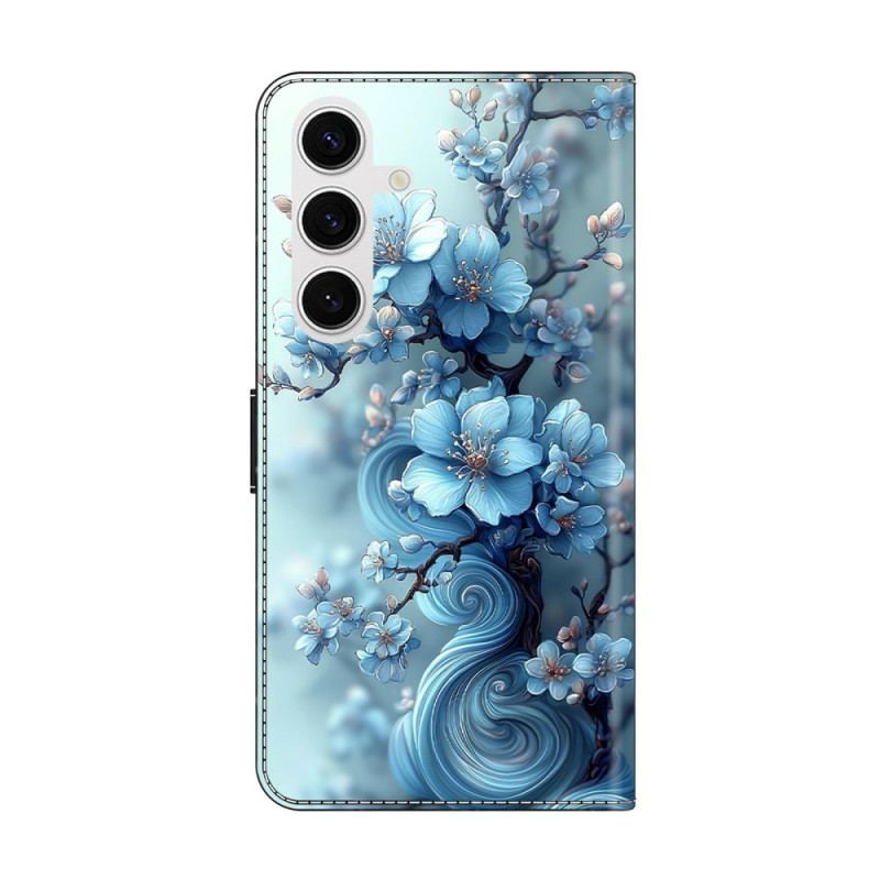 Fodral För Samsung Galaxy S26 Plus Isblå Blommor