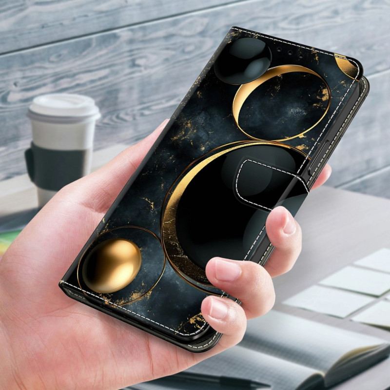 Läderfodral Samsung Galaxy S26 Plus Telefonfodral Guldringar