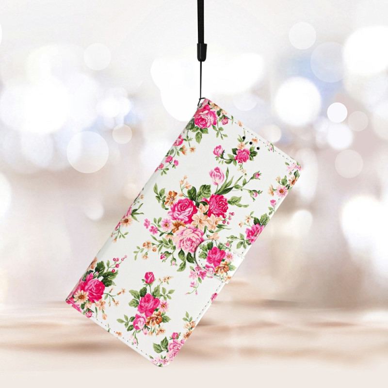 Läderfodral Samsung Galaxy S26 Plus Telefonfodral Röda Blommor