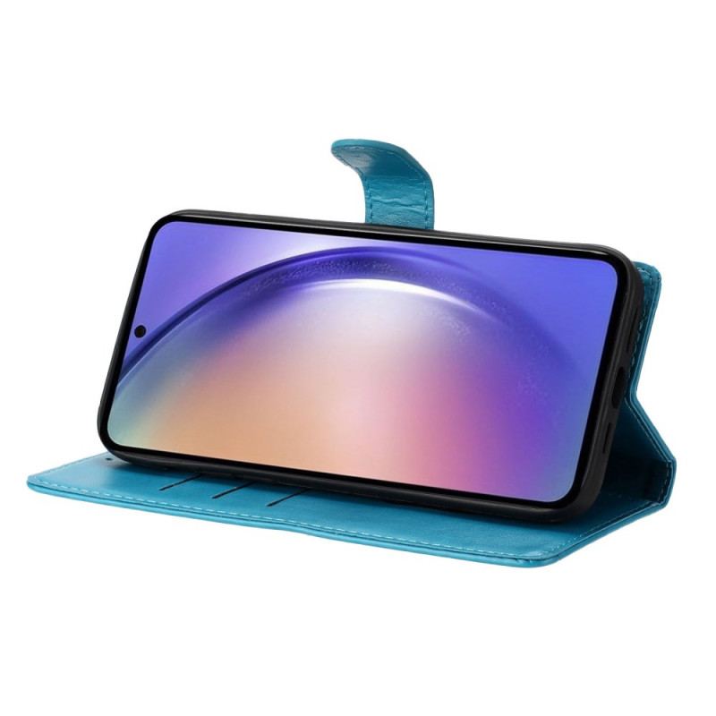 Läderskal Fodral Samsung Galaxy S26 Plus Blommig Fjärilsdesign Och Rem