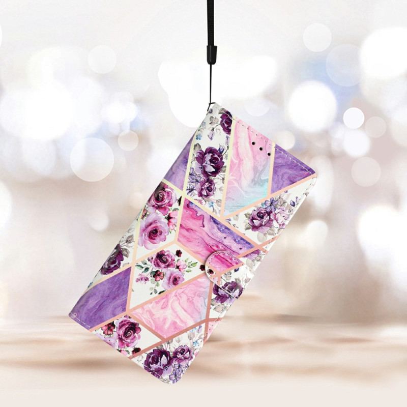 Läderskal Fodral Samsung Galaxy S26 Plus Lila Blommor