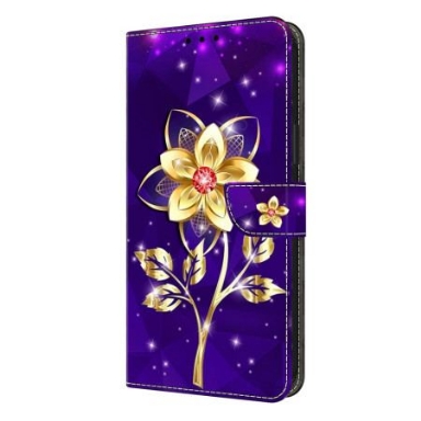 Skyddsfodral Samsung Galaxy S26 Plus Gyllene Blommor På Lila Bakgrund