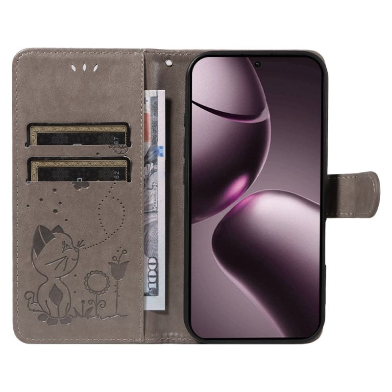 Läderskal Fodral Xiaomi 15t Katt Och Bi