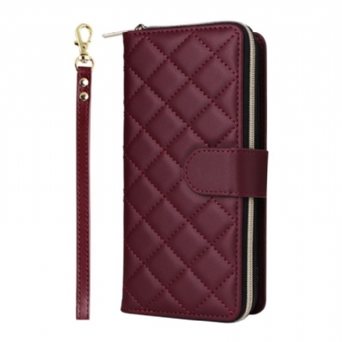 Fodral För Samsung Galaxy S25 Fe Quiltad Med Rem Och Axelrem