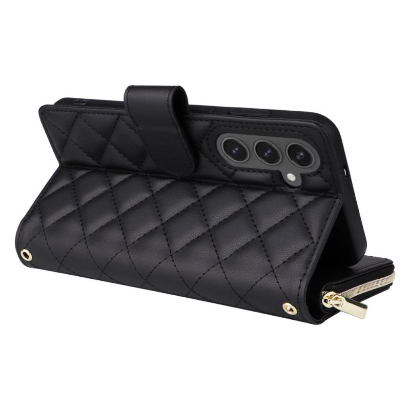 Fodral För Samsung Galaxy S25 Fe Quiltad Med Rem Och Axelrem