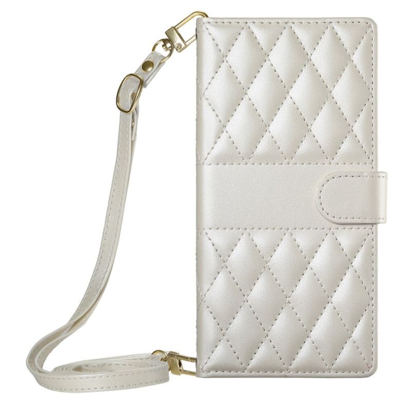 Fodral För Samsung Galaxy S25 Fe Quiltad Plånbok Med Remmar