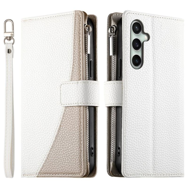 Fodral Samsung Galaxy S25 Fe Läderplånbok Med Dragkedja Och Remmar