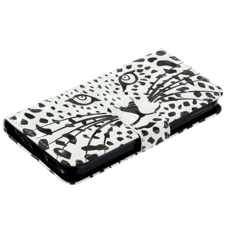 Läderfodral Samsung Galaxy S25 Fe Telefonfodral Leopardhuvud Med Snodd