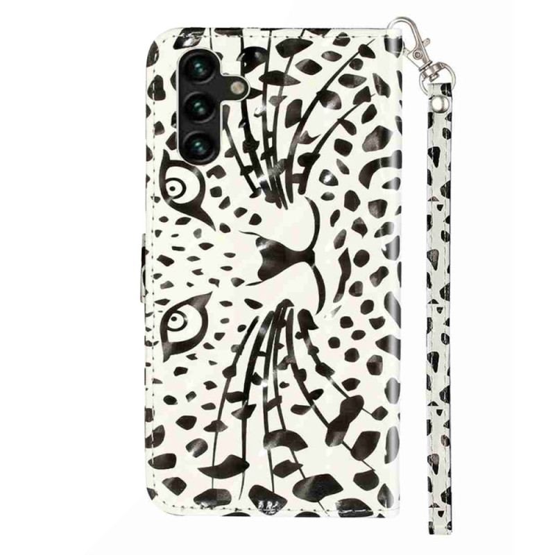 Läderfodral Samsung Galaxy S25 Fe Telefonfodral Leopardhuvud Med Snodd
