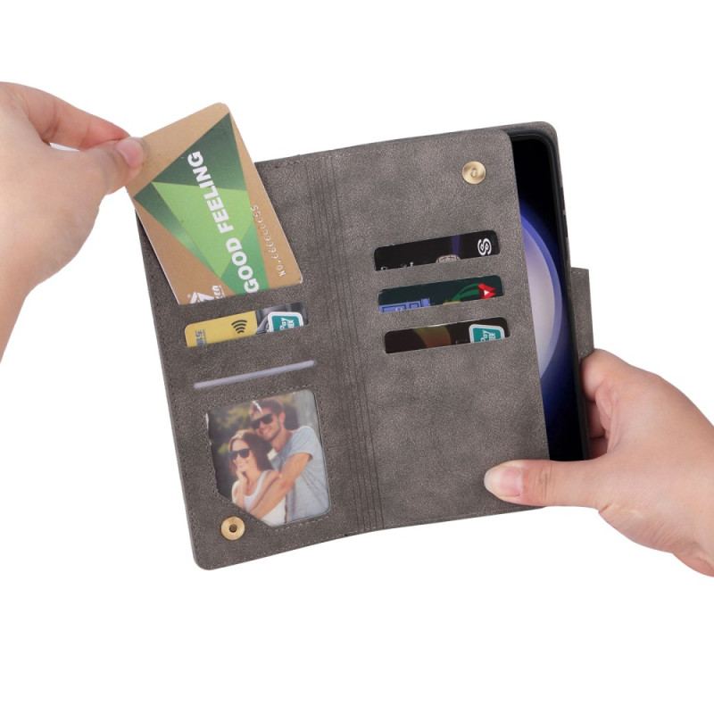 Läderfodral Samsung Galaxy S25 Fe Telefonfodral Plånbok Med Dragkedja