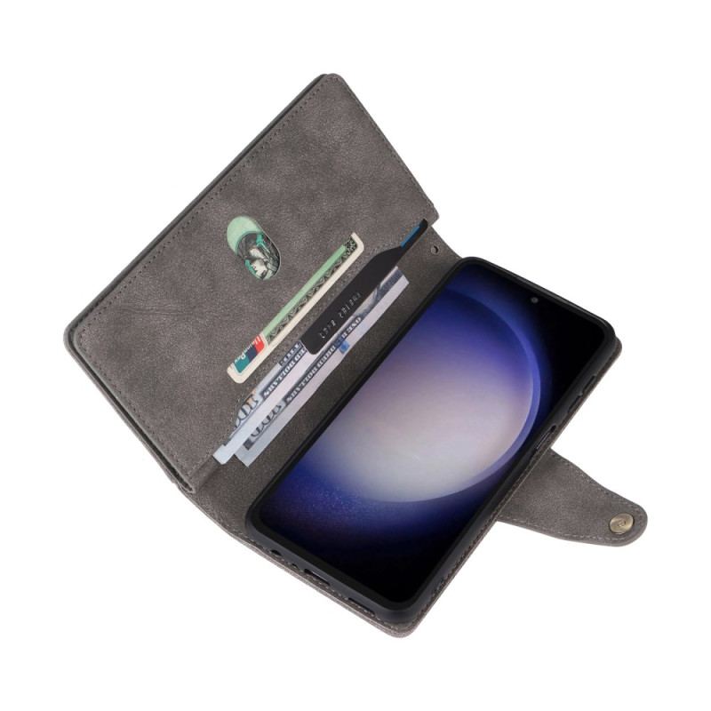 Läderfodral Samsung Galaxy S25 Fe Telefonfodral Plånbok Med Dragkedja