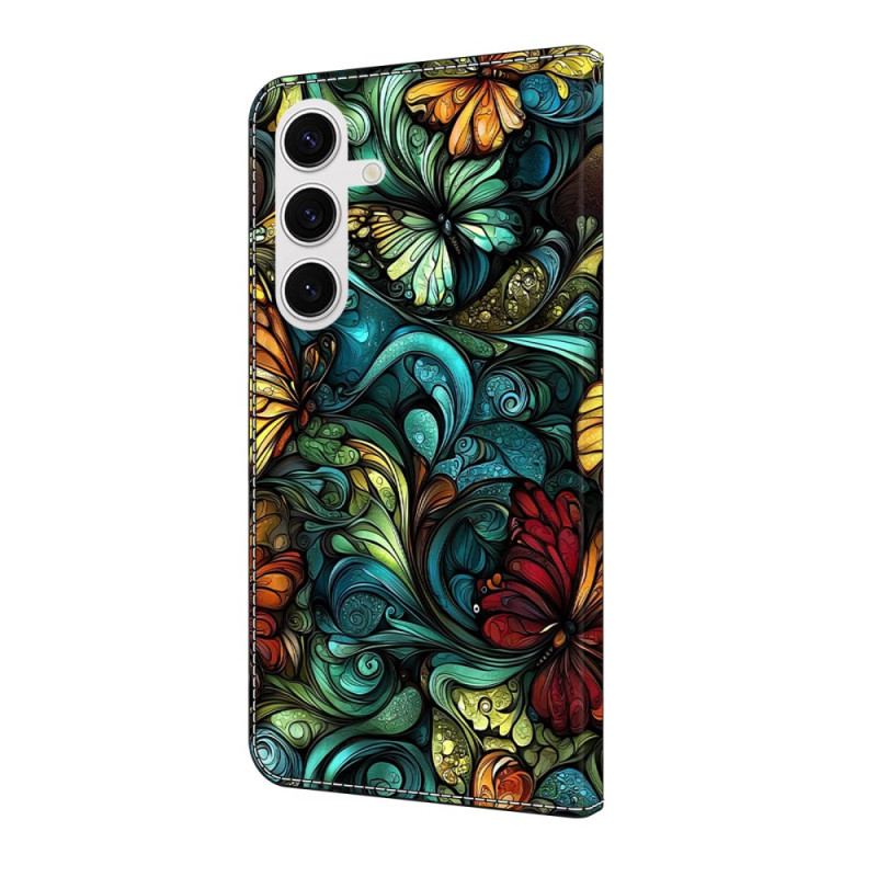 Läderskal Fodral Samsung Galaxy S25 Fe Blommor Och Växter