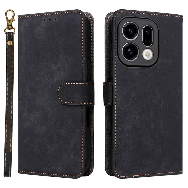 Läderfodral Oppo Find X9 5g Telefonfodral Mockaeffekt Med Rem