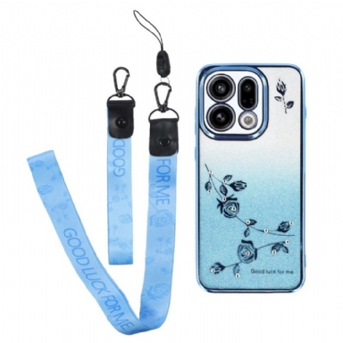 Skal För Oppo Find X9 5g Kadem Blommor Och Strassremmar