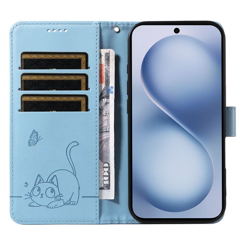 Fodral För Vivo X200 Fe Graverad Katt Med Rem