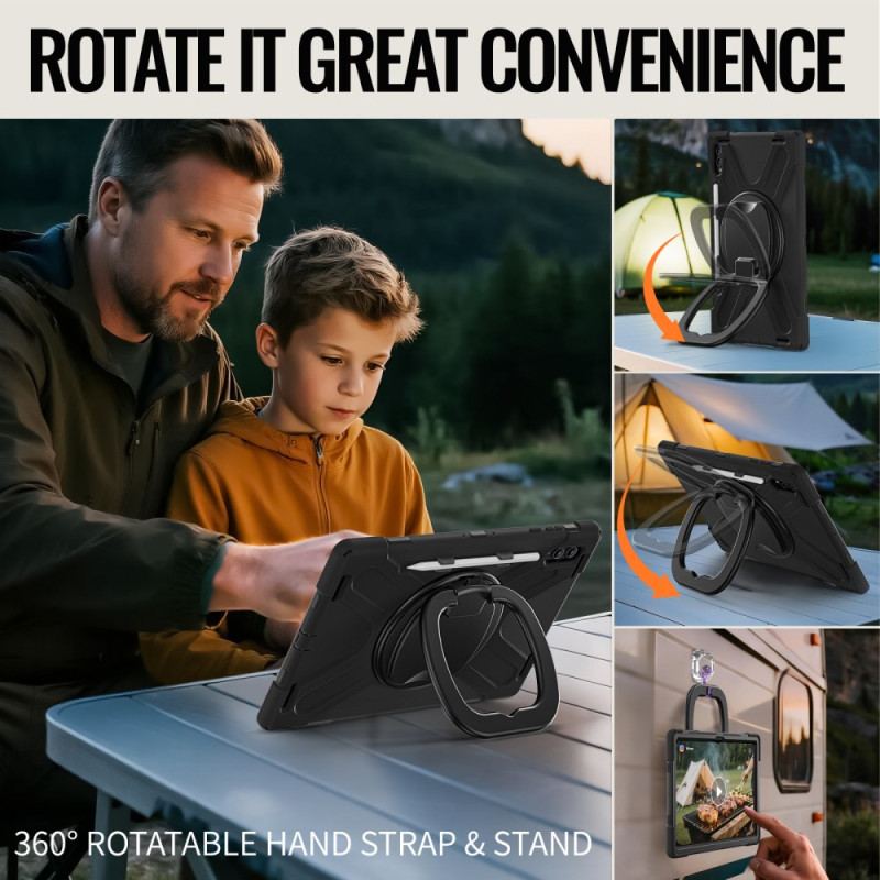 Skal Samsung Galaxy Tab S11 Ultra Trippelskydd Med Roterande Handtag