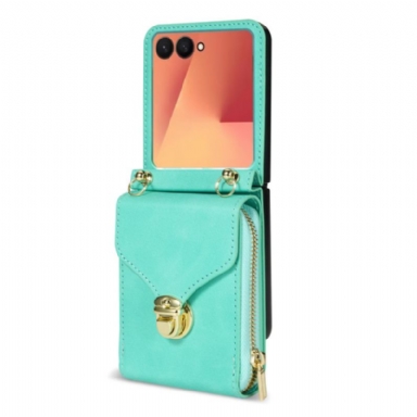 Fodral Samsung Galaxy Z Flip 7 Dragkedja-plånbok Och Axelrem