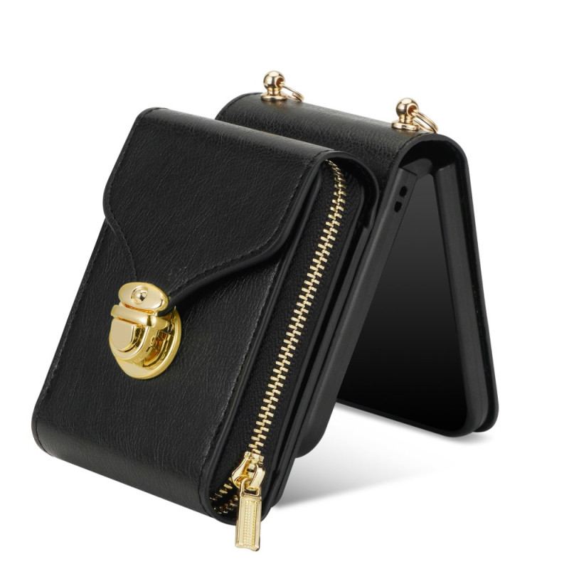 Fodral Samsung Galaxy Z Flip 7 Dragkedja-plånbok Och Axelrem