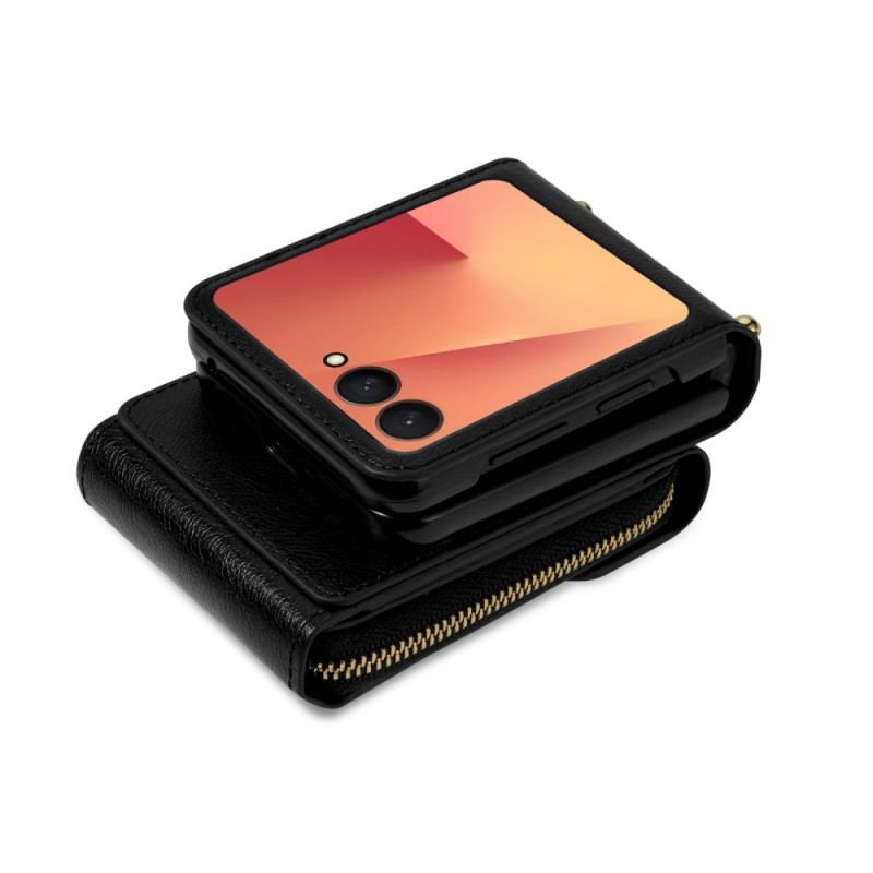 Fodral Samsung Galaxy Z Flip 7 Dragkedja-plånbok Och Axelrem