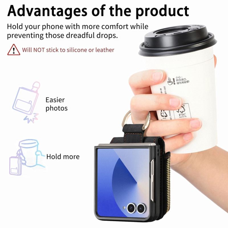 Skal Samsung Galaxy Z Flip 7 Fack Med Dragkedja Och Korthållare