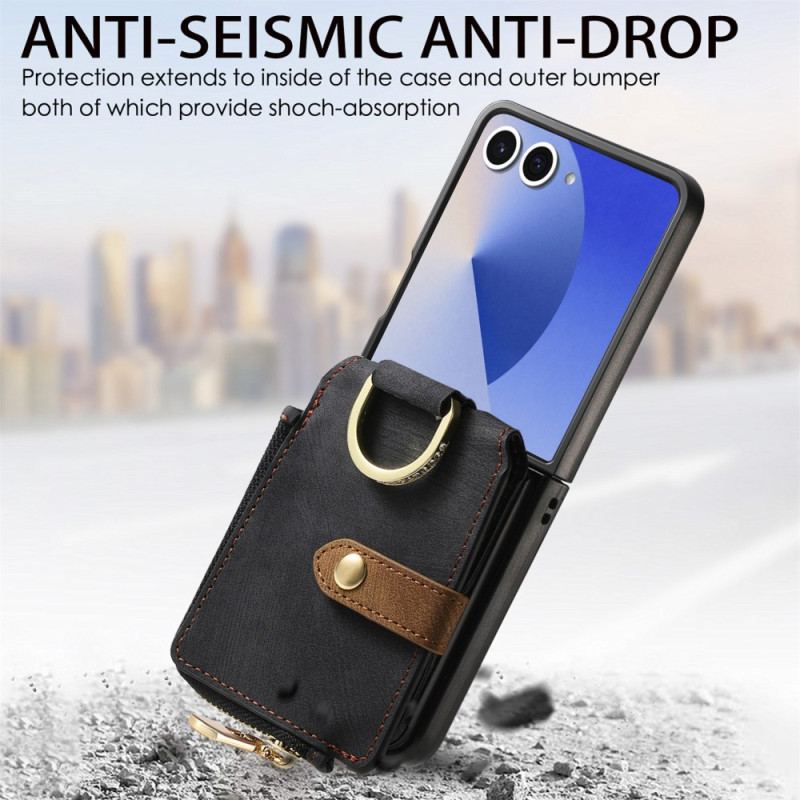 Skal Samsung Galaxy Z Flip 7 Fack Med Dragkedja Och Korthållare