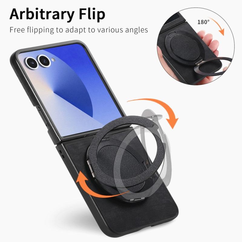 Skal Samsung Galaxy Z Flip 7 Lädereffekt Med Roterande Stativ