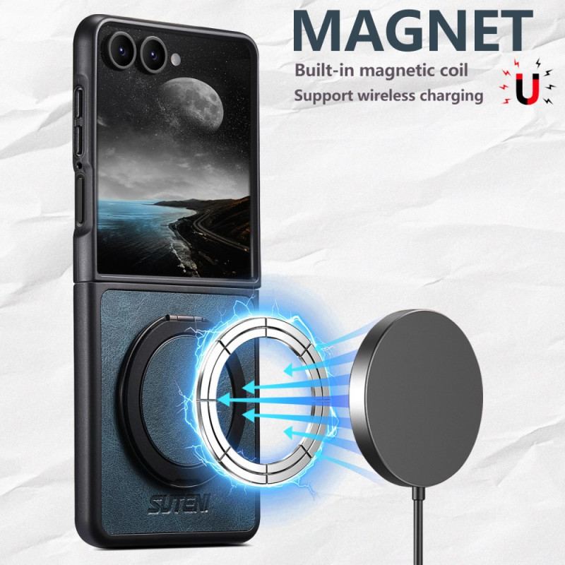 Skal Samsung Galaxy Z Flip 7 Magsafe-kompatibel Lädereffekt Suteni Ringhållare