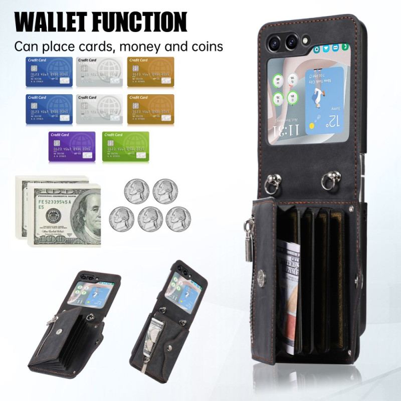 Skal Samsung Galaxy Z Flip 7 Plånbok Med Snodd Och Axelrem