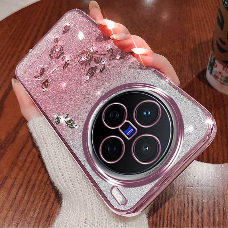 Skal För Vivo X200 Fodral Med Blommor Och Strass