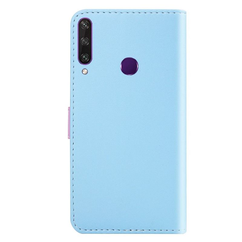 Folio-fodral För Huawei Y6p Fallskydd Trefärgade Sömmar