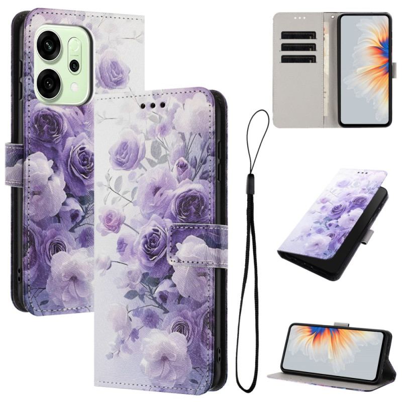 Fodral Oppo Reno 14 Pro 5g Lila Rosor