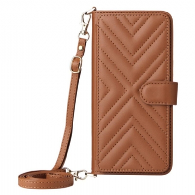 Läderfodral Oppo Reno 14 Pro 5g Telefonfodral Vadderad Med Rem Och Handledsrem