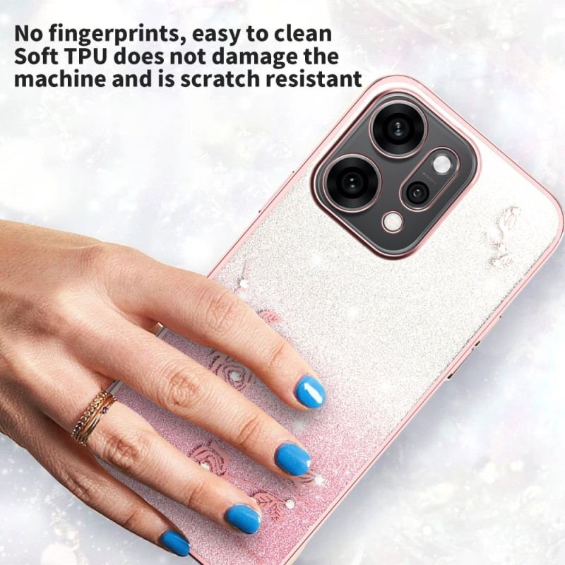 Skal Oppo Reno 14 Pro 5g Blommor Och Strass