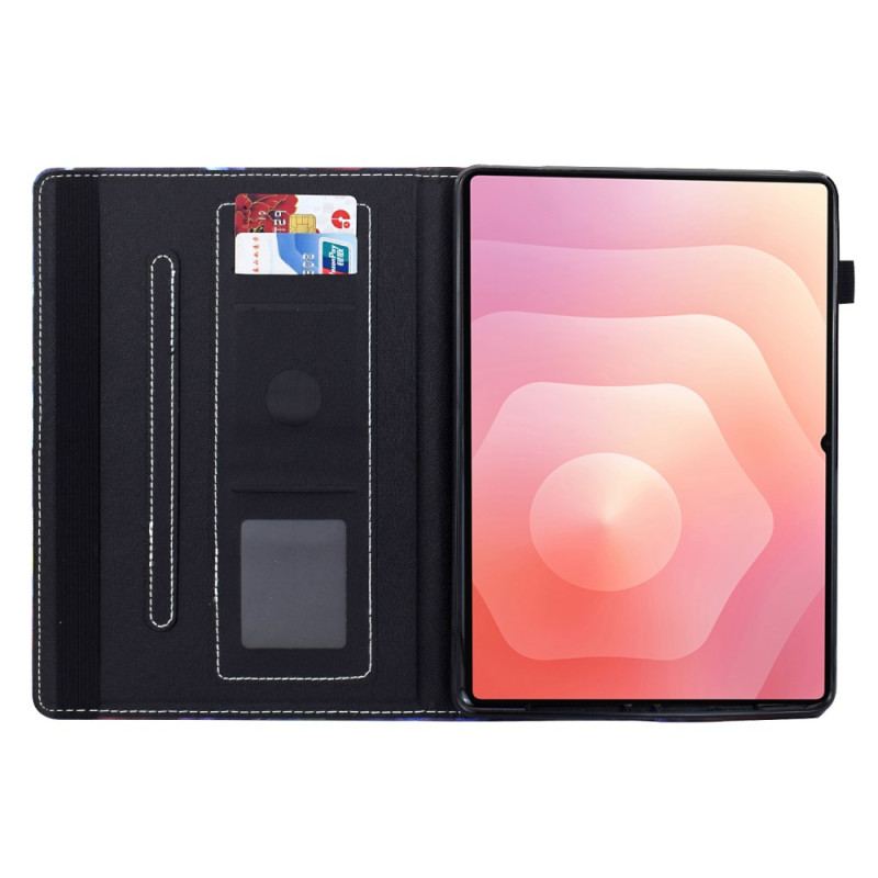 Fodral För Samsung Galaxy Tab S11 Färgade Blommor Och Fjärilar
