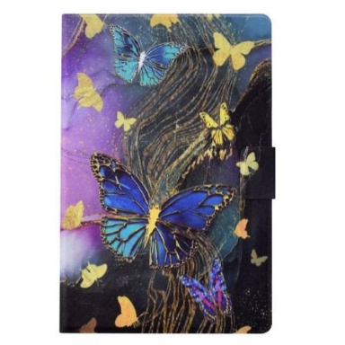Fodral För Samsung Galaxy Tab S11 Gyllene Och Färgglada Fjärilar
