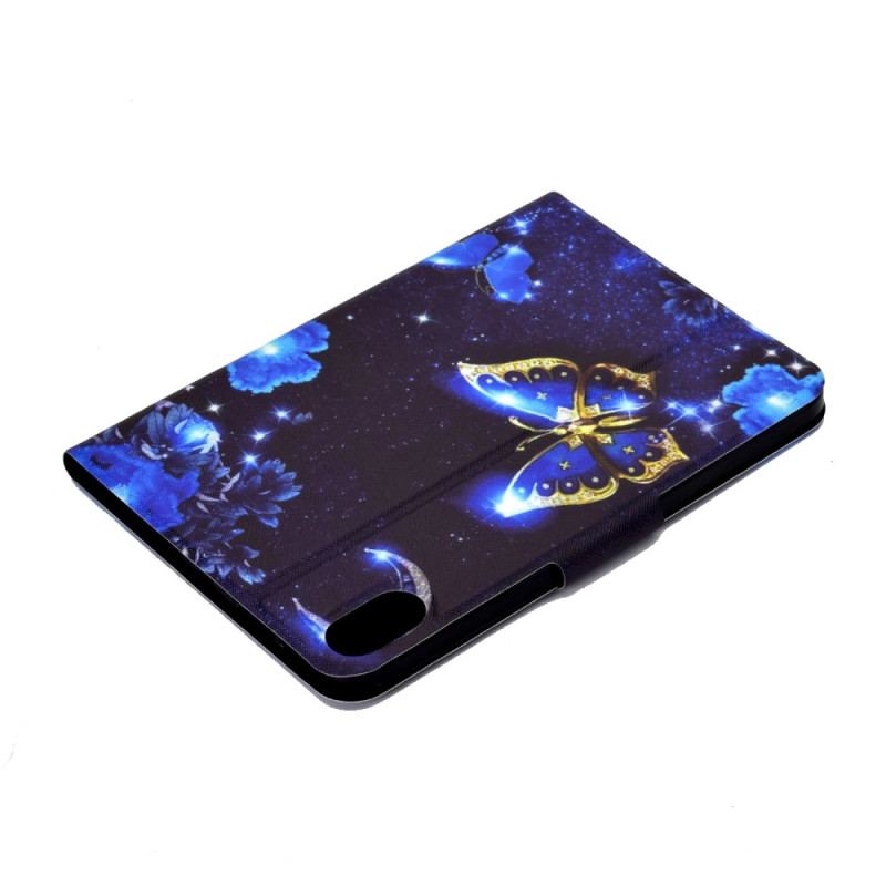 Fodral Samsung Galaxy Tab S11 Blå Och Guldfärgad Fjäril