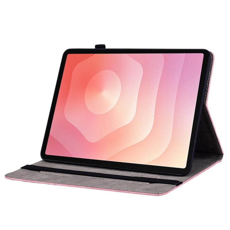 Fodral Samsung Galaxy Tab S11 Blommigt Mönster Med Mockaeffekt